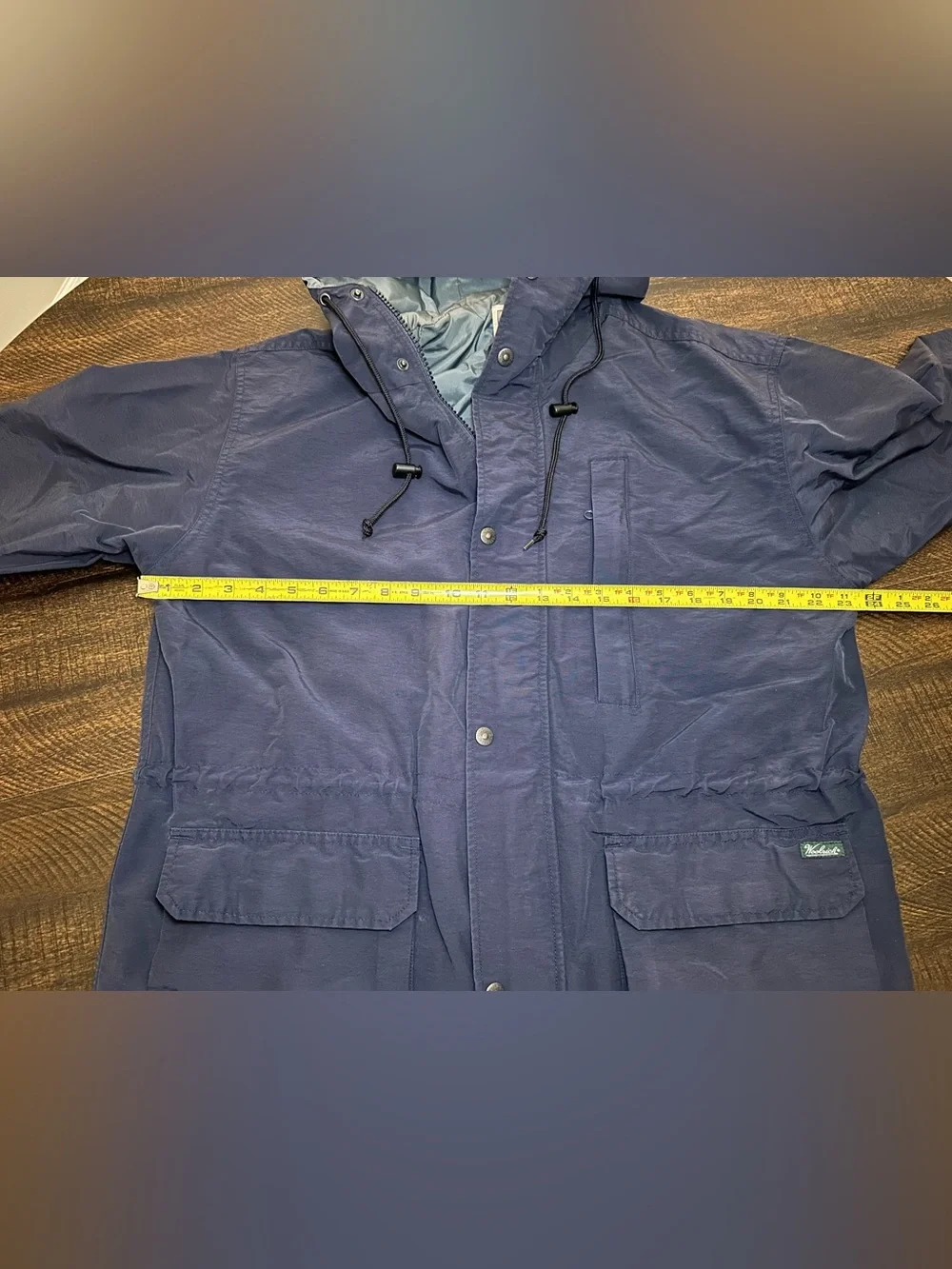 VTG Woolrich Men's Nylon Solid Blue Coat Full Zip Jacket-Large - Picture 9 of 14